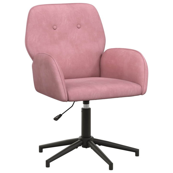 Завъртащ се офис стол 54 x 55 x 90 см vidaXL, Розово Кадифе