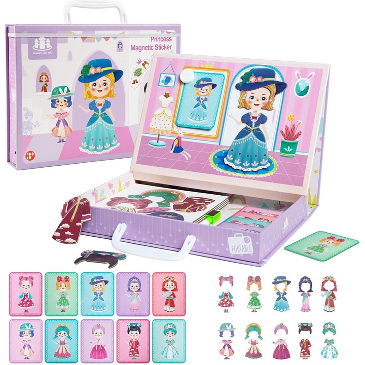 Carte Magnetica și puzzle de asocieri Îmbraca Prințesa cu stickere magnetice