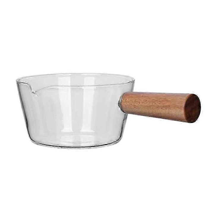 Üveg kiöntő fa fogantyúval 600ml átlátszó 15x6.5x12.5cm