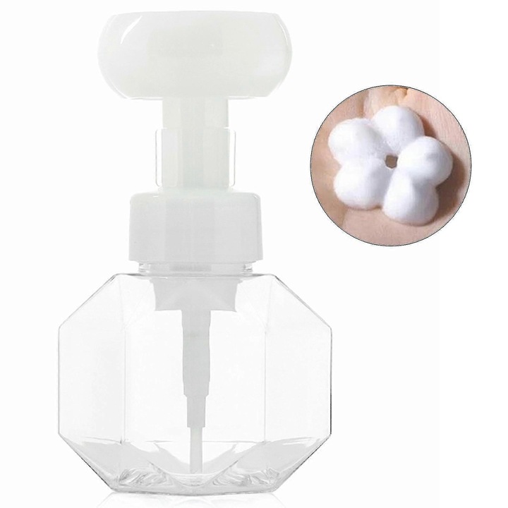 Folyékony szappan adagoló 300ml, műanyag, fehér, hordozható, habpumpa, üres teáskanna