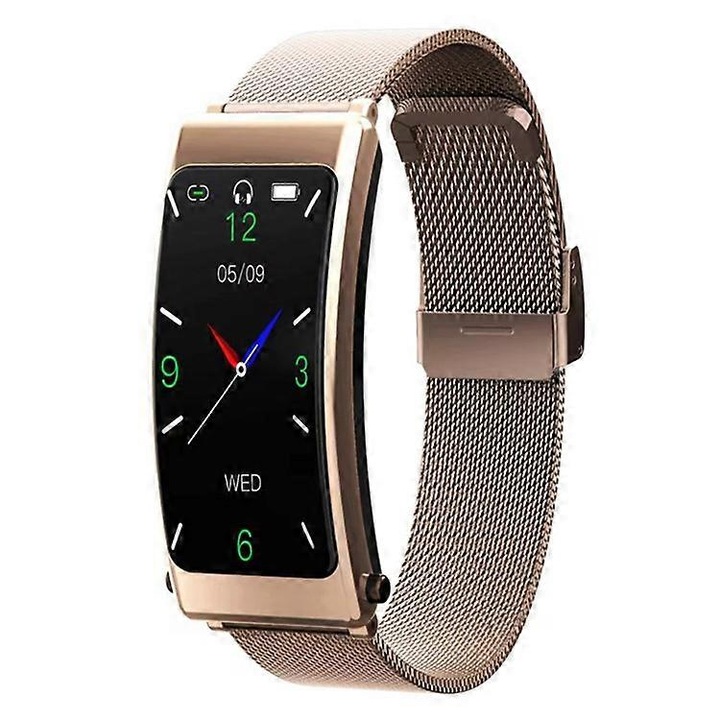 Фитнес гривна 2в1 Bluetooth K13, златна, 1.14" 135x240mm