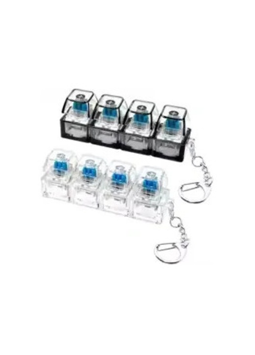 Mechanikus kulcstartó 4 gombos, többszínű LED, átlátszó 5x3cm