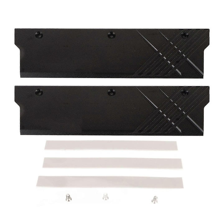 DDR5 memória vízhűtő radiátor készlet, fekete alumínium 134x34x8mm