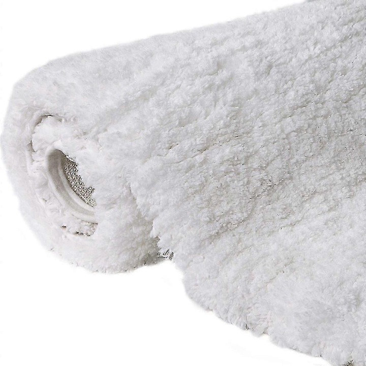 Covoras baie alb 79x48cm microfibra antiderapant