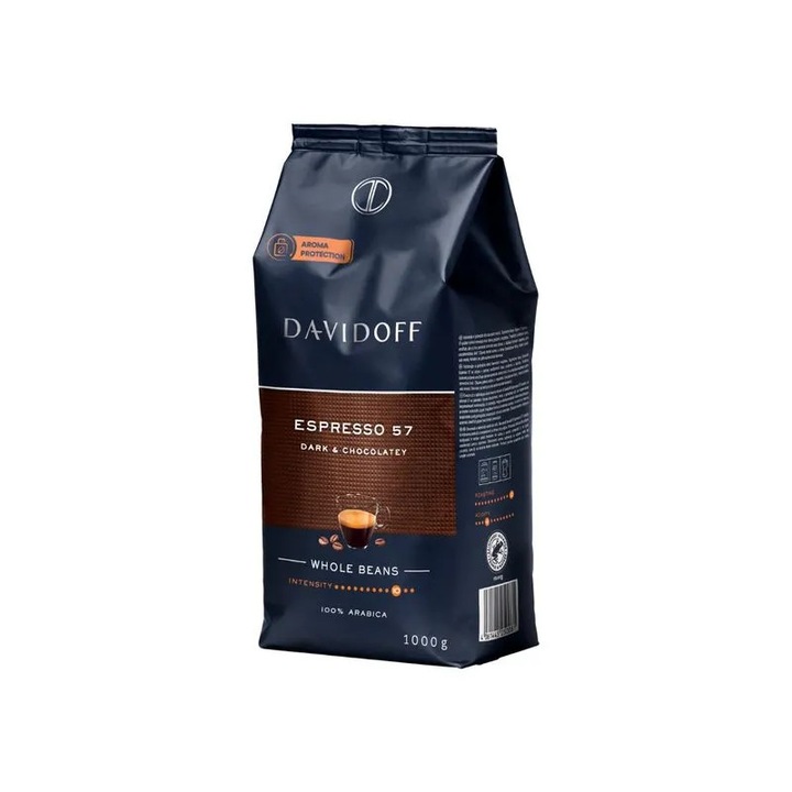 Cafea Boabe Davidoff Espresso 57 Dark & Chocolatey, 1 Kg, 100% Arabica