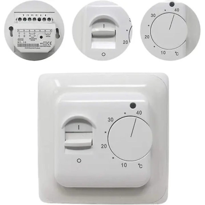 Kézi termosztát padlófűtéshez, 3m érzékelő, fehér, 220V 16A