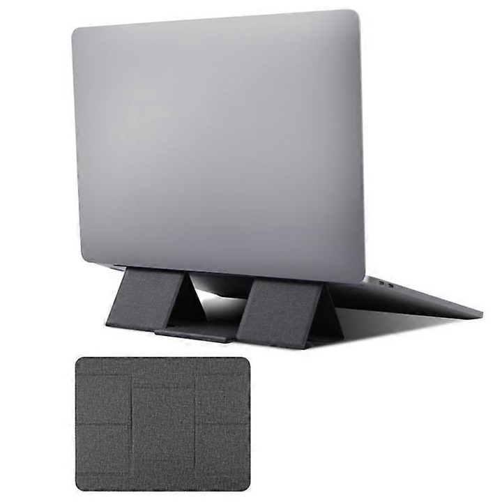 Suport laptop pliabil 11.6-15.6 inch piele PU negru 21x16x0.2cm