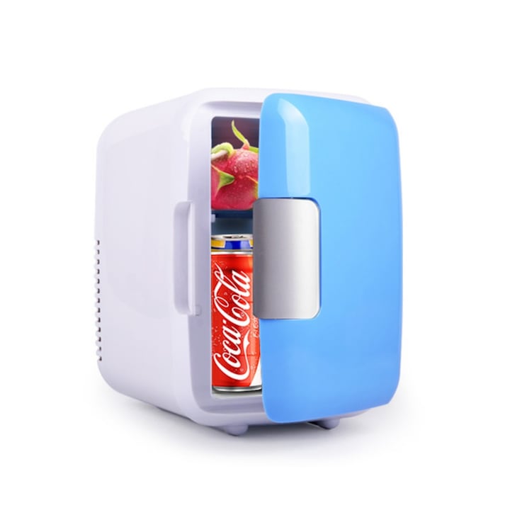Mini-frigider auto de 4 litri, portabil, potrivit pentru diverse situatii, 24 x 17, 5 x 23 cm, albastru