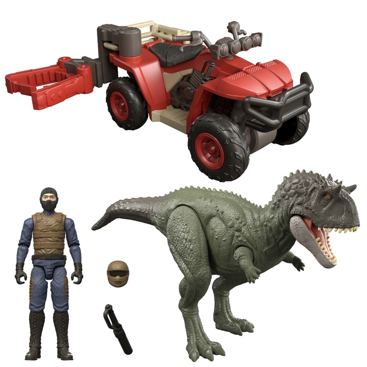 Jurassic World: Dinoszaurusz és terepjáró markolóval – Figurakészlet