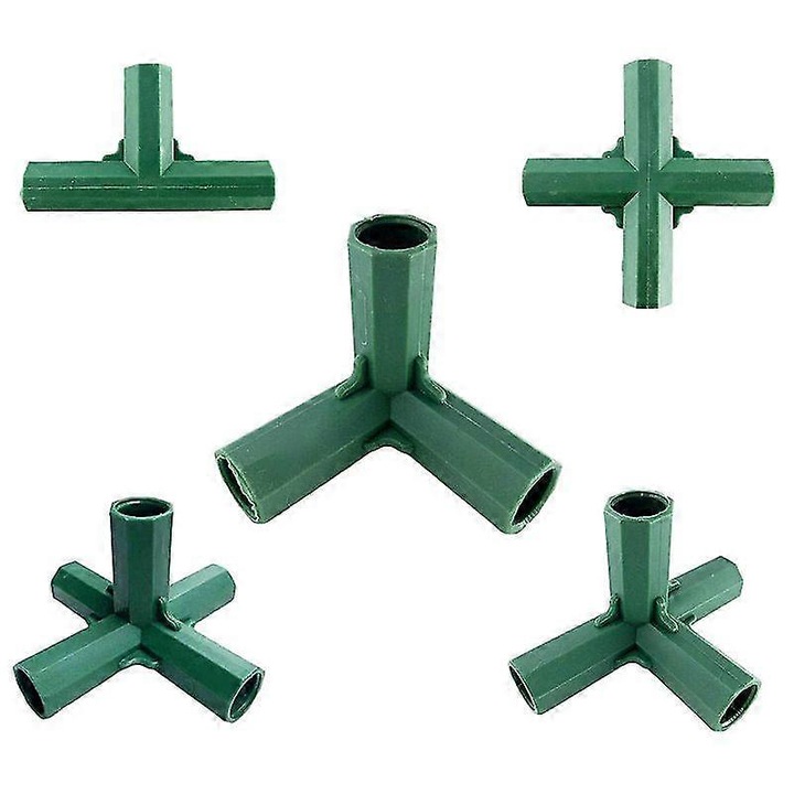 Csatlakozók üvegházakhoz, 25 darabos készlet, PVC műanyag, zöld, 10mm
