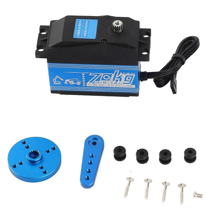 Servomotor metalic 70kg, 180°, 65.7x30x57mm, pentru robot si masina telecomandata