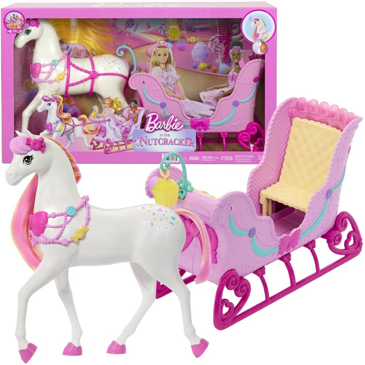 Barbie in „Spargatorul de nuci” – setul „Calul si sania” de la Netflix pentru papusi