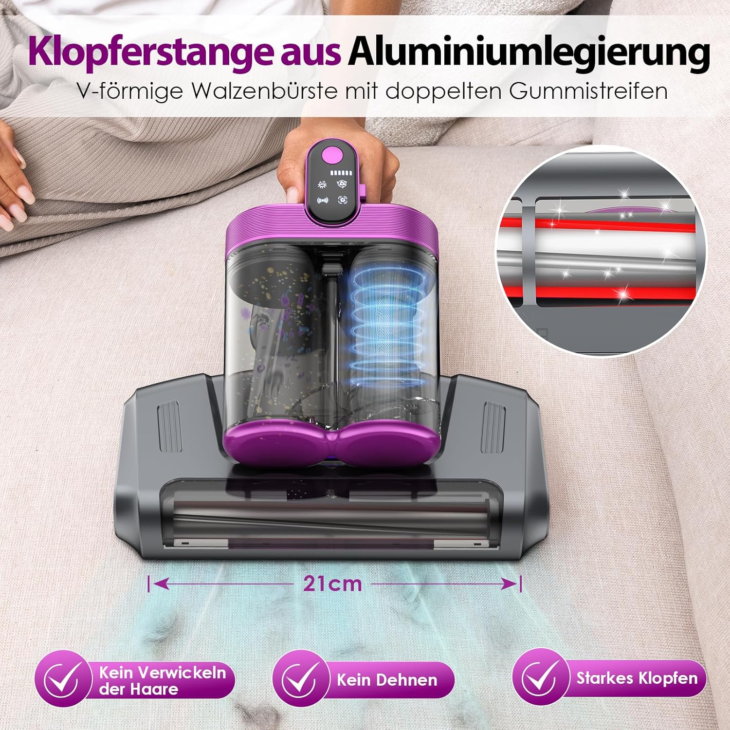 Aspirator de mana wireless, 18000Pa, UV-C 253.7nm, filtru HEPA, compact