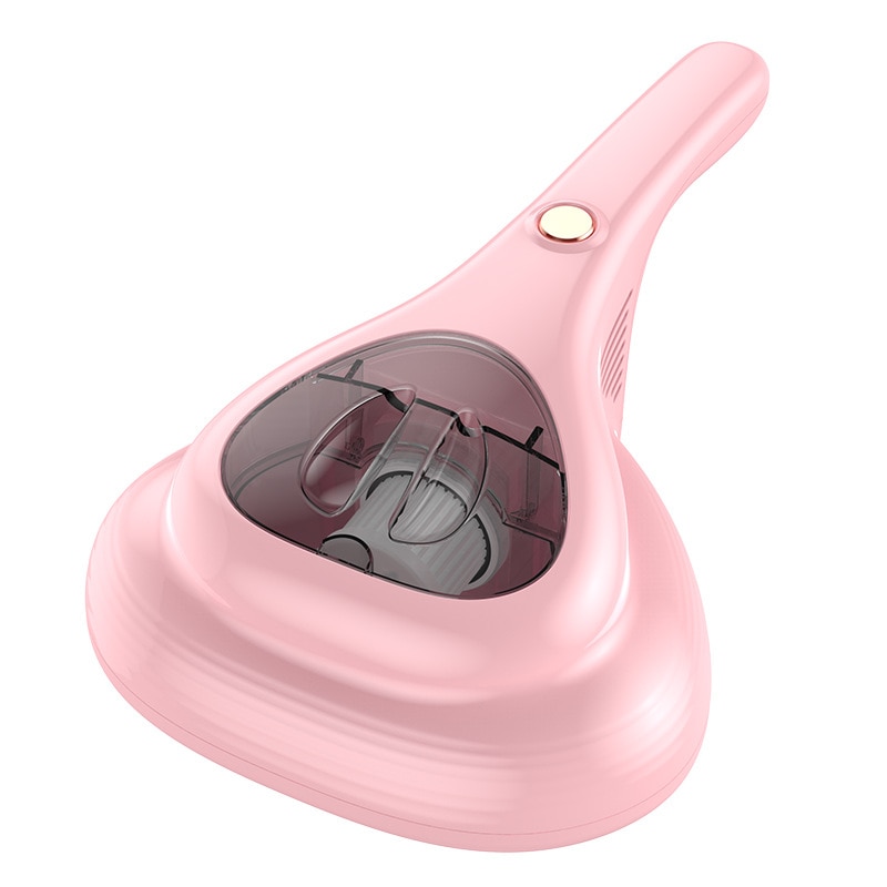 Aspirator de mana, roz, fara fir, pentru praf si acarieni, compact