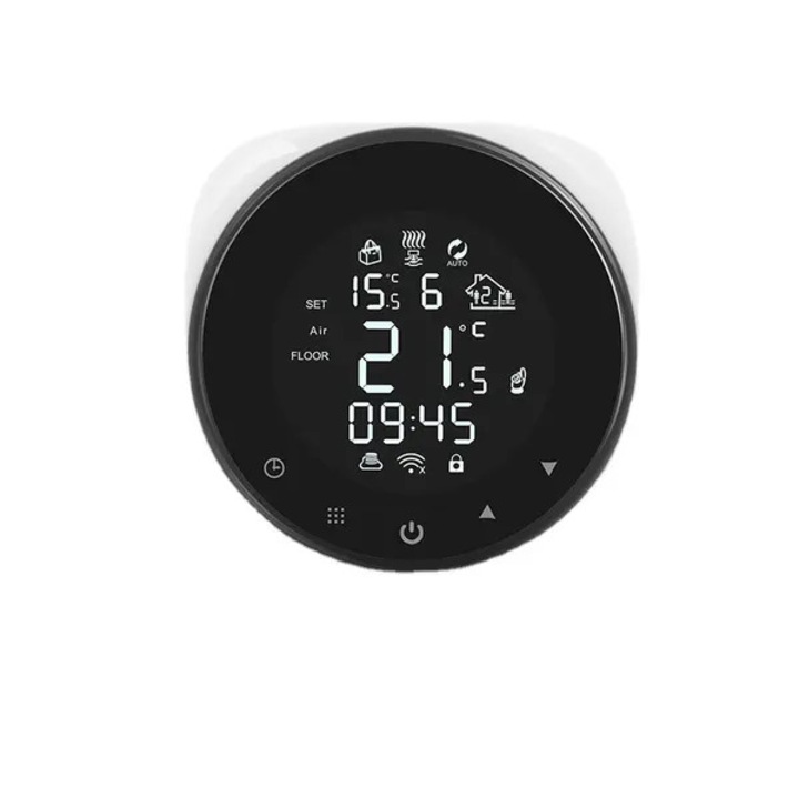 WiFi termosztát padlófűtéshez, LCD panel, hangvezérlés, programozható, fehér