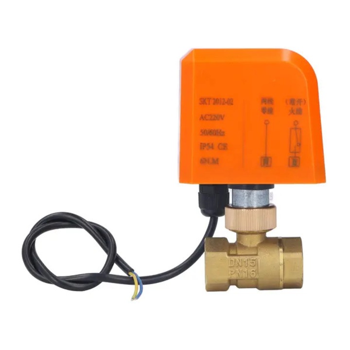 Elektromos kétutas golyóscsap, sárgaréz, 1/2 hüvelyk, IP54, DN15