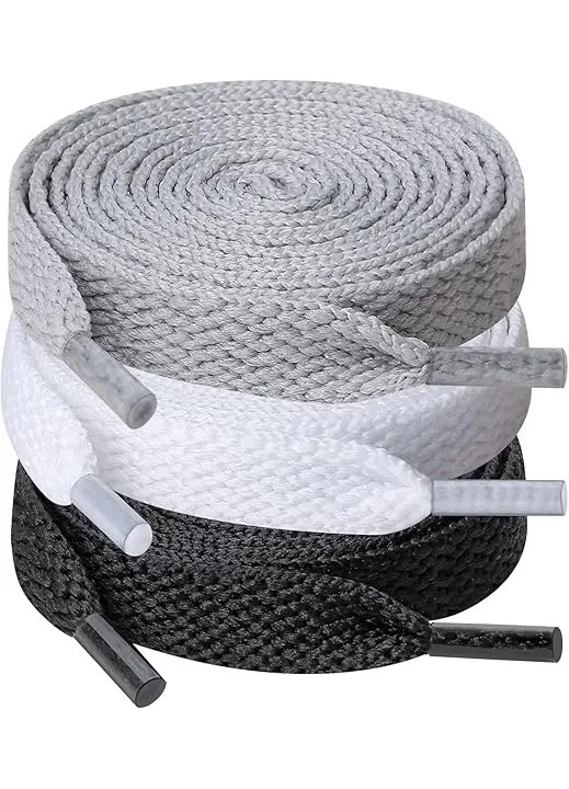 Többszínű cipőfűző szett, 3 pár, 10mm széles, 120cm hosszú