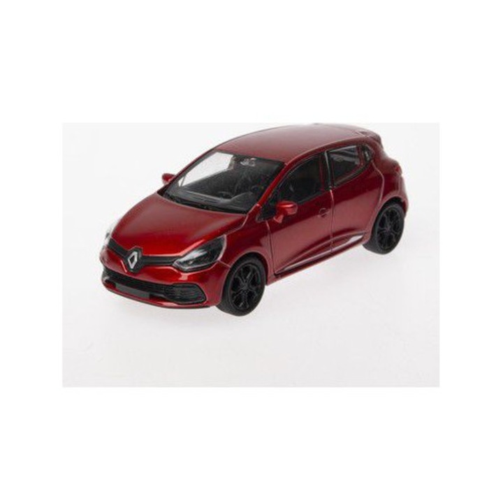 Renault Clio RS modellautó, bordó, Welly 1:34, fém replika, nyitható ajtók, rugós
