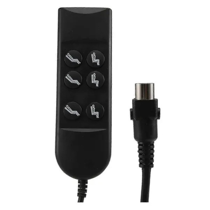 Univerzális elektromos vezérlő fotelhez, 6 gombos, fekete, 17.2x5.5cm, 1.8m kábel
