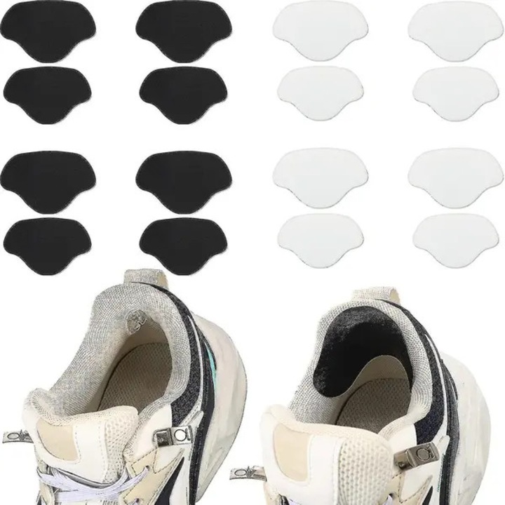 Set 8 bucati plasturi reparare toc pantofi, microfibra, negru si alb, 8.4x5.8cm si 7.1x4.8cm