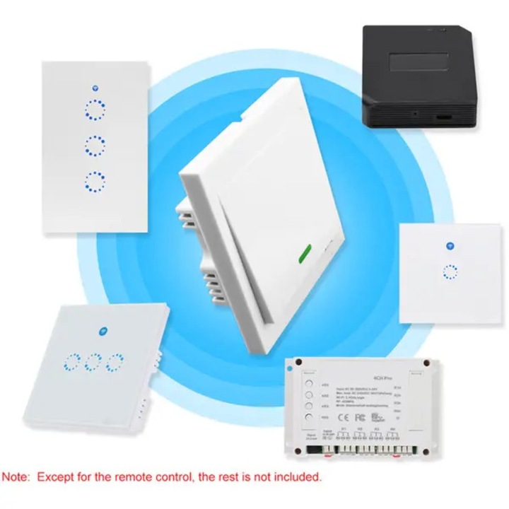Vezeték nélküli fali kapcsoló 433MHz 1 gombos, be/ki panel, fehér, 8.6x8.6x3.2cm