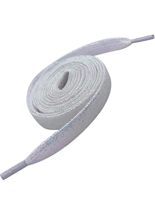 Cipőfűző, fém, csillogó, fehér, 115cm