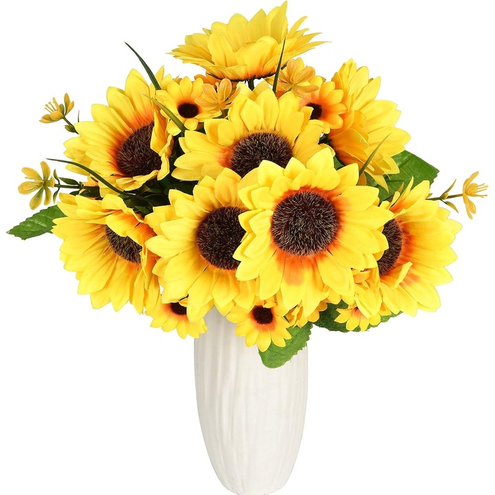 2 bucati de floarea-soarelui artificiale pentru decor de nunta