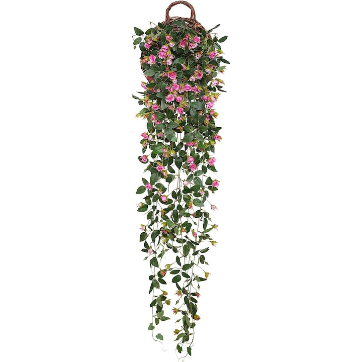 Planta artificiala suspendata cu trandafiri, 137cm, verde