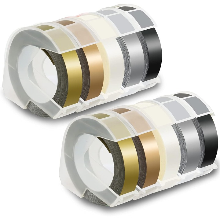 Benza 3D öntapadós címke, fekete-fehér, 9mmx3m, 10 db-os szett