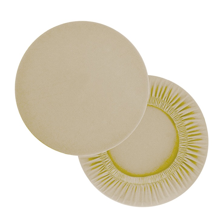 Set 2 huse elastice scaun rotund, poliester, negru-bej-gri, 30x45cm