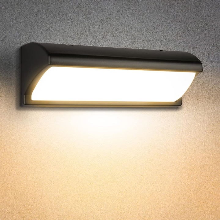 Lampa de perete exterioara cu detector de miscare, lampa de perete exterioara moderna de 30W, corp de iluminat exterior LED impermeabil IP65 pentru terasa, gradina, alee, patio, vila, hol (alb cald)