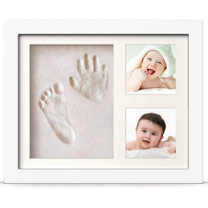 Set rame foto amprente bebelusi, kit arta amintiri, multicolor, 20x20cm