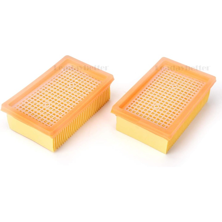 Pachet de 2 filtre plisate plate MV4/MV5/MV6/WD4/WD5/WD6, compatibile cu filtre plisate plate de schimb pentru aspirator Kärcher WD4 Premium/WD5P/WD5 Premium/WD6 P, potrivite pentru Kärcher 2.863-005.0