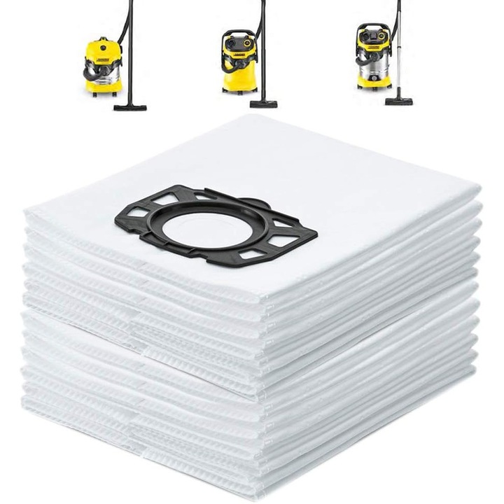 12x Sac de filtru din fleece, 2.863-006.0 Sac de aspirator de schimb pentru Karcher 6.904-409.0, WD4, WD5, WD5, WD4 P, WD5 P, WD6 P, MV 4, MV 5, MV 6, MV4 PMV, 6MV5
