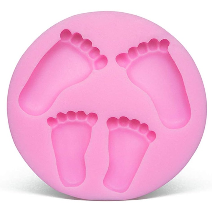 1 buc silicon 3D Baby Foot Fondant Mold Baby Shower Cake Topper Decoration DIY Coacere Mold pentru Sugarcraft Cake Ciocolata si Craft