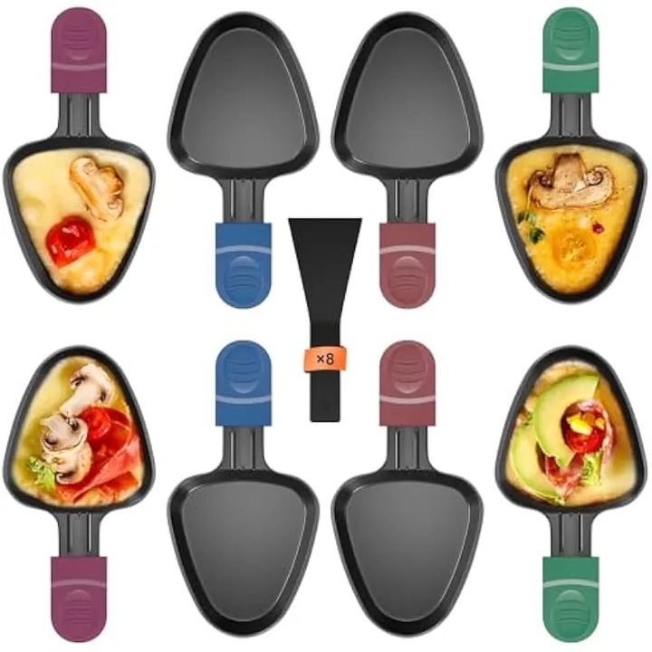 Négyzet alakú alumínium serpenyő, tapadásmentes bevonat, fekete, 18.2x9.2cm, spatulával és szigetelt nyéllel