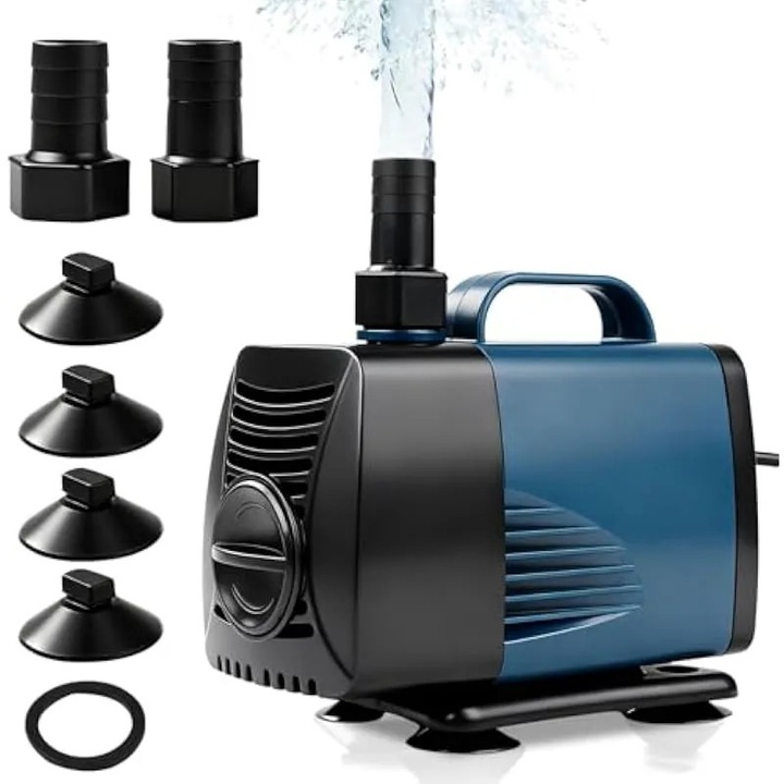 Merülő szivattyú 25W, 2000L/h, csendes, amfíbia, fekete, kompakt