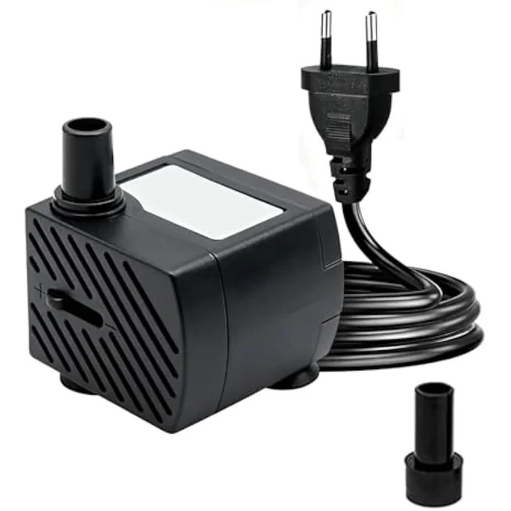 Mini merülő szivattyú 180L/H 3W, állítható, fekete, 1.3m