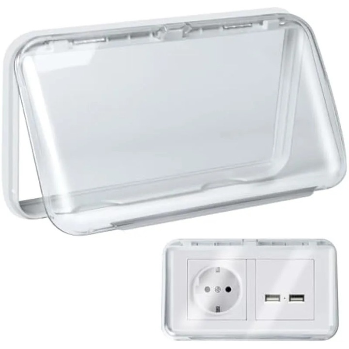 Capac priza impermeabil 86, set 2 bucati, transparent, 19.3x11.2x2cm