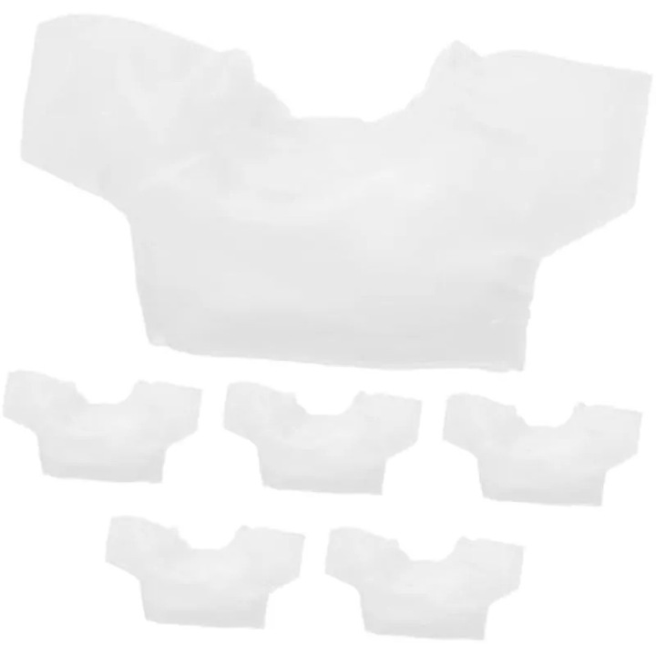 6 db mini babaruha szett, fehér, plüss kiegészítőkkel, 13 cm