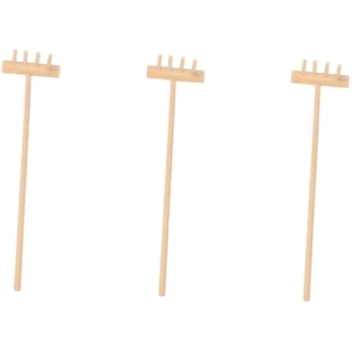 3 darabos mini bambusz szerszámkészlet zen kerthez, 14cm, natúr