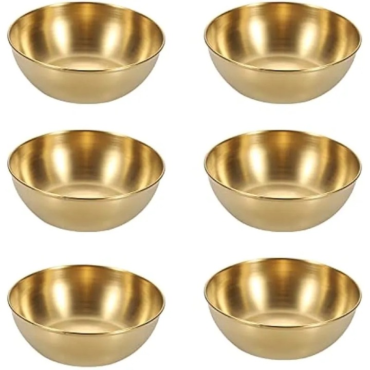 6 db arany színű rozsdamentes acél kis tálka fedővel 8.2x2.8cm
