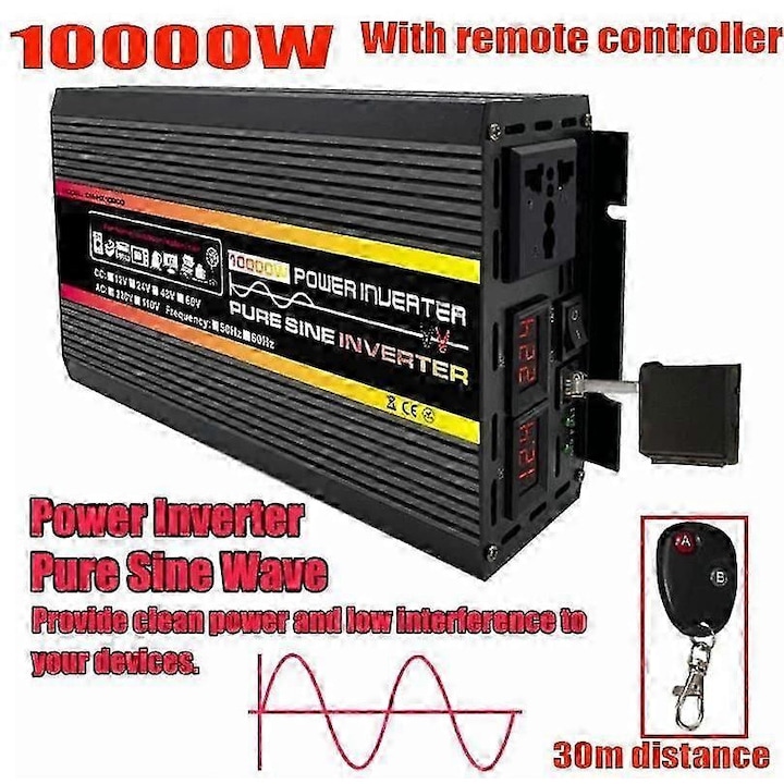 Tiszta szinuszos inverter 8000W 10000W digitális multivoltos 12V-60V-ról 220V-ra
