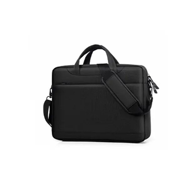 Geanta laptop din poliester, compartiment 360° cu perna din fleece pentru protectie, pentru laptop pana la 18 inch, curea de umar detasabila, Negru, 45 x 37 x 7 cm