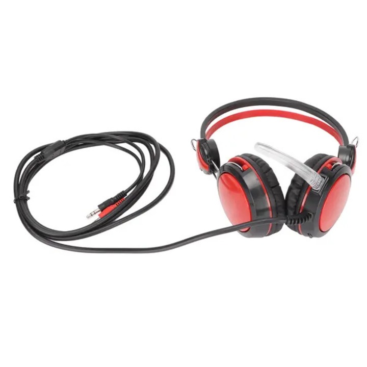 Gaming fejhallgató, piros, körsugárzó mikrofon, 40mm, 3.5mm, ergonomikus