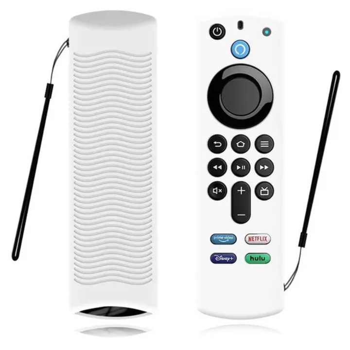 Husa silicon pentru telecomanda Amazon, alb, cu snur