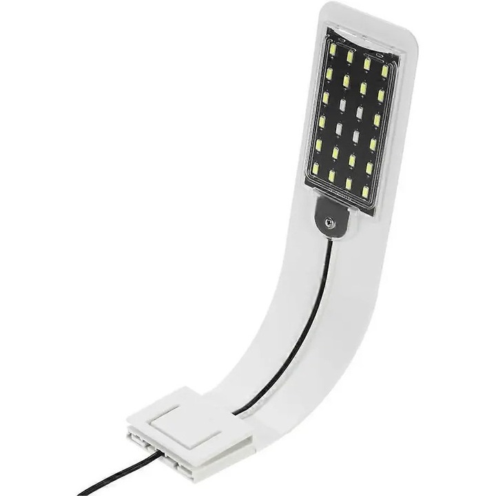 Lumina LED acvariu clip subtire 24 LED alb negru 22x14x7cm
