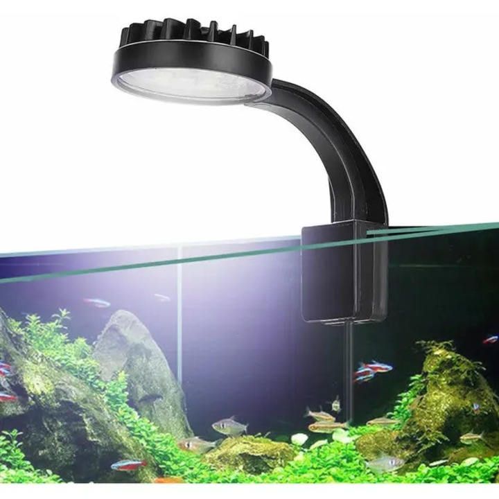 Lampa clema LED pentru acvariu, albastru alb, USB, aluminiu, reglabila 360°