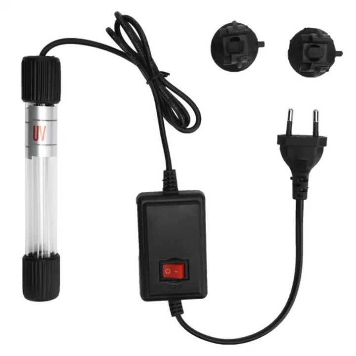 Lampa UV acvariu submersibil, purificare apa, 220V, 9W, sticla, transparent, set