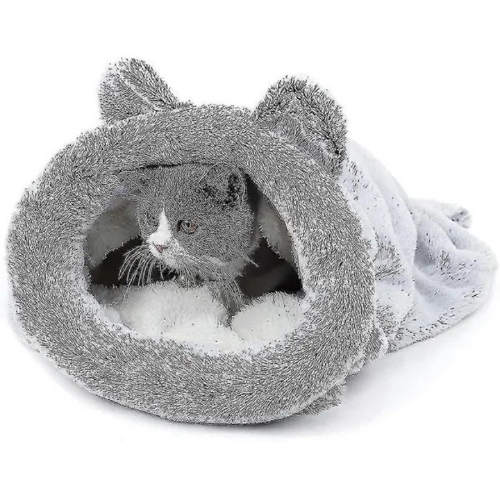 Cuib pisici sac de dormit fleece moale cald, multicolor, 50x58cm